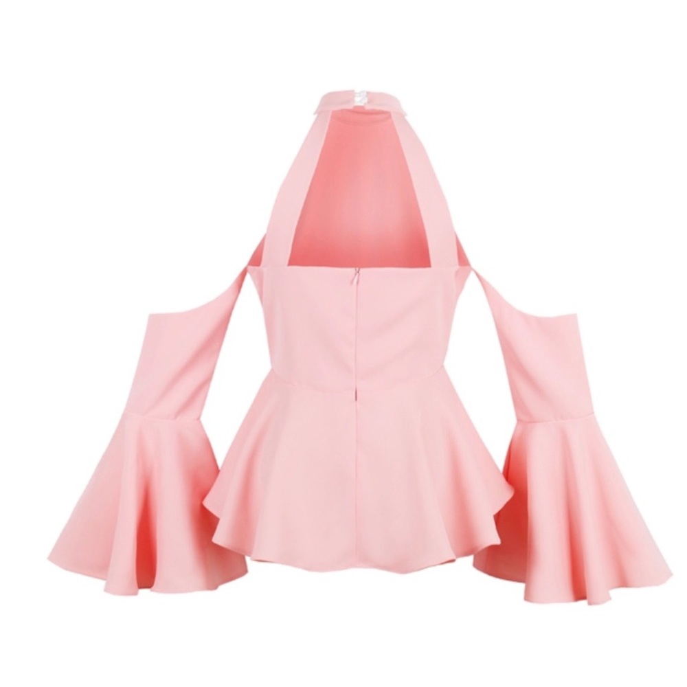 Blush Pink Cold Shoulder Side Sleeve Top - Picture 3 of 5